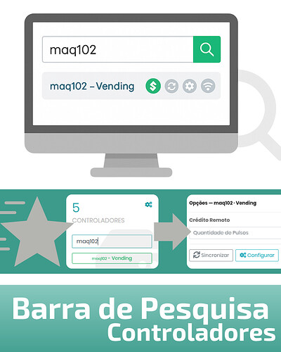 Barra de pesquisa Controladores acesso rápido