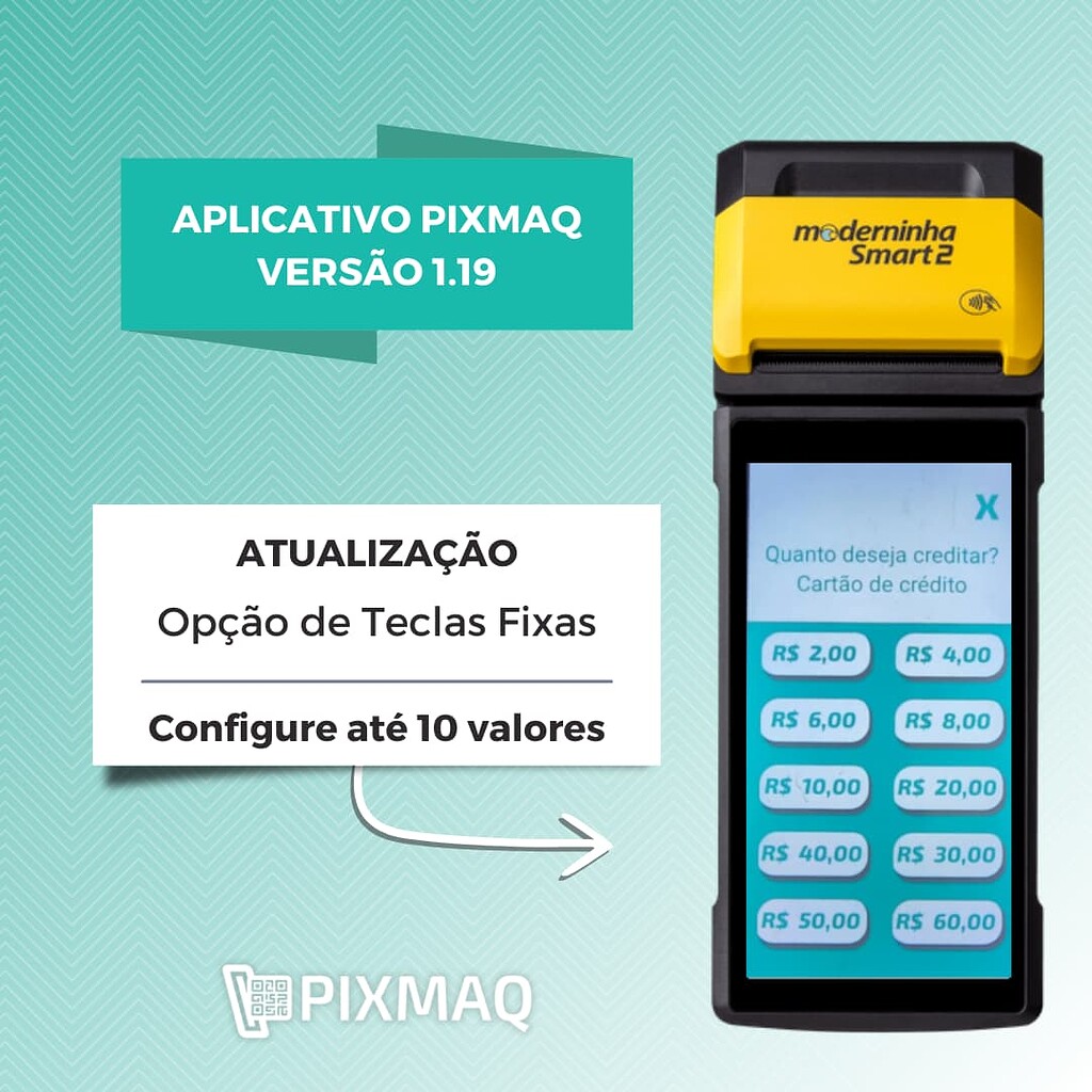 Atualização do Aplicativo Pixmaq na Maquininha do PagSeguro: Versão 1.19