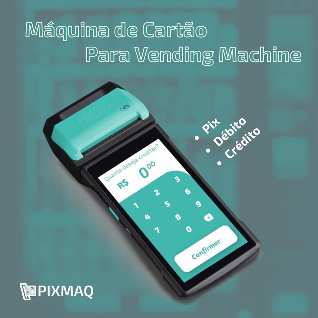 Aceite Pagamentos com Máquina de Cartão para Sua Vending Machine com a Pixmaq