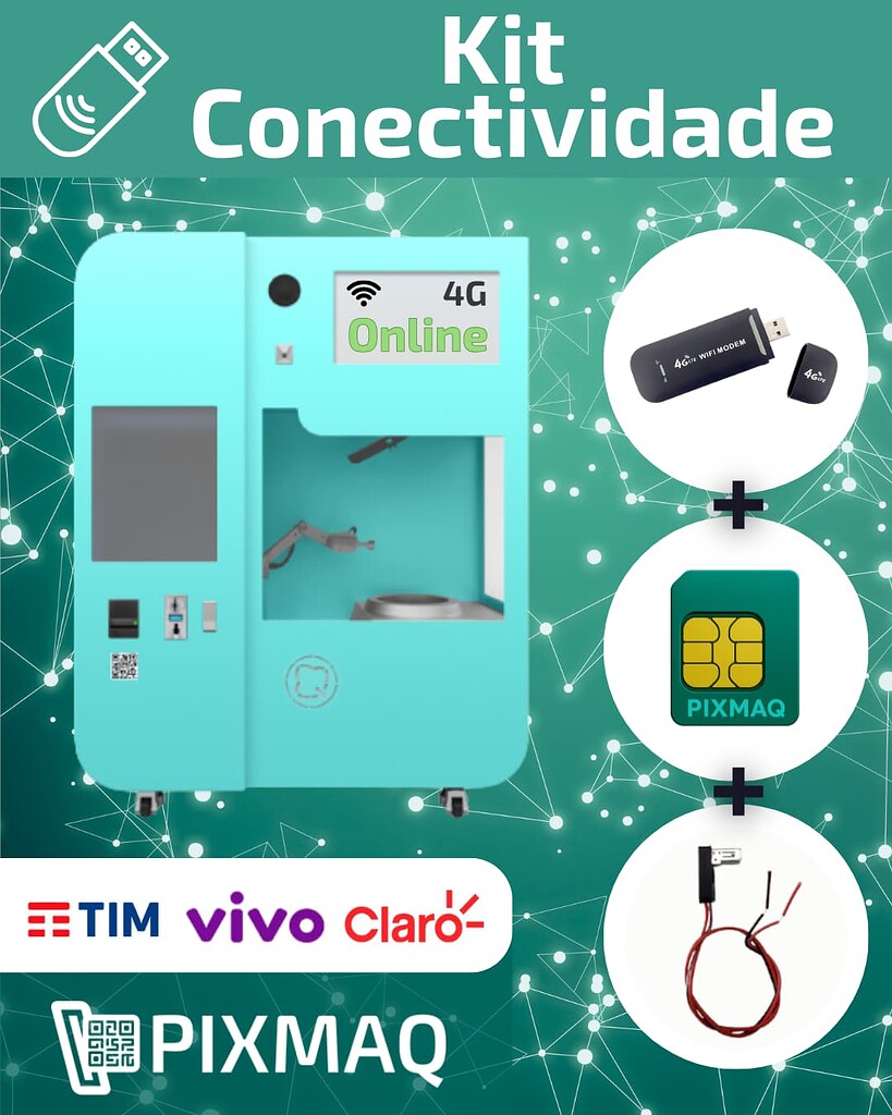 Kit Conectividade Pixmaq: Internet Estável para sua Vending Machine, em Qualquer Lugar do Brasil!