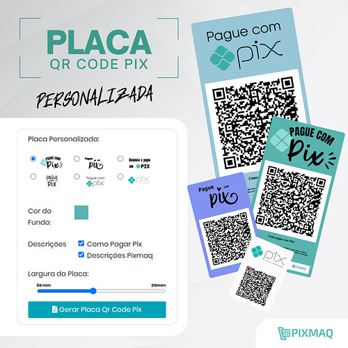 Novo Gerador de Placas QR Code Pix Personalizadas