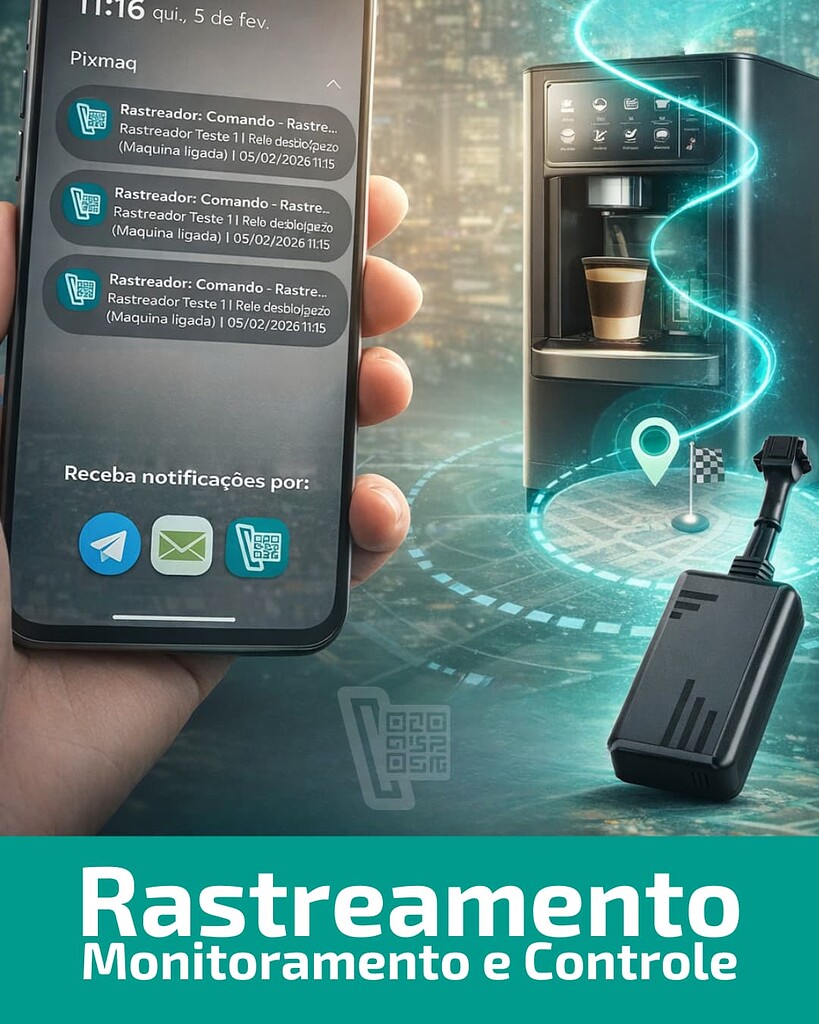 Rastreador Pixmaq: monitore sua vending machine em tempo real e ligue ou desligue remotamente