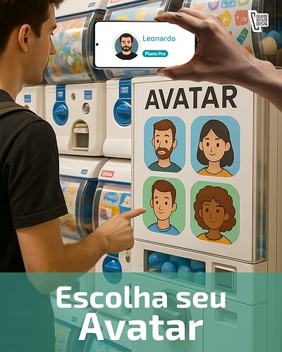 Escolha seu avatar no sistema da Pixmaq