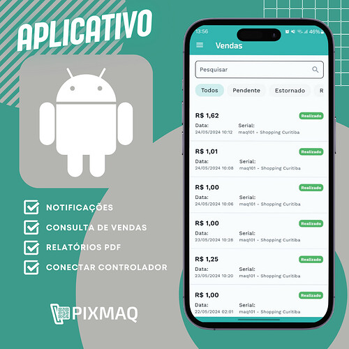 Aplicativo para Android da Pixmaq