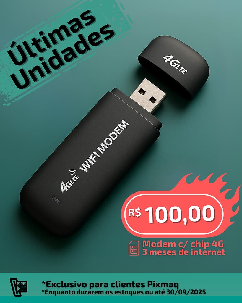 Últimas Unidades do Kit de Internet 4G Pixmaq – Garanta Já o Seu por Apenas R$ 100,00!