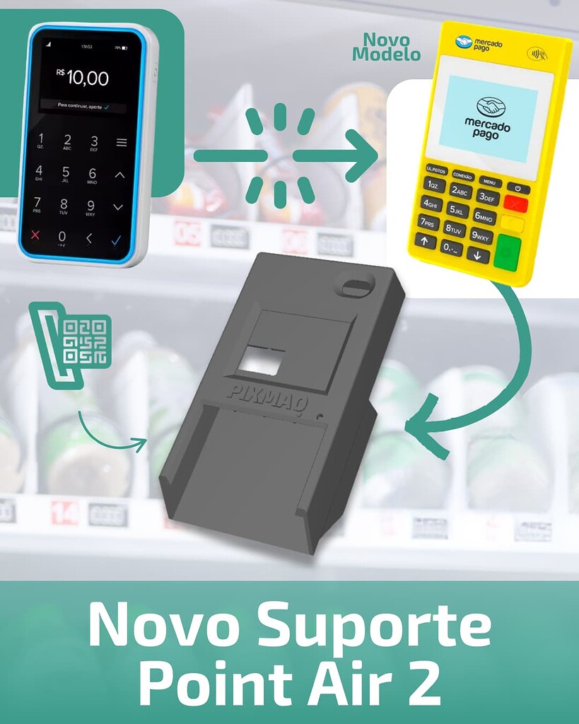 Novo Suporte para Point Air 2 - Compatibilidade com Autoatendimento (Vending Machine)