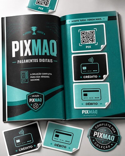 Album de Figurinha Pixmaq para pagamentos em Vending Machine