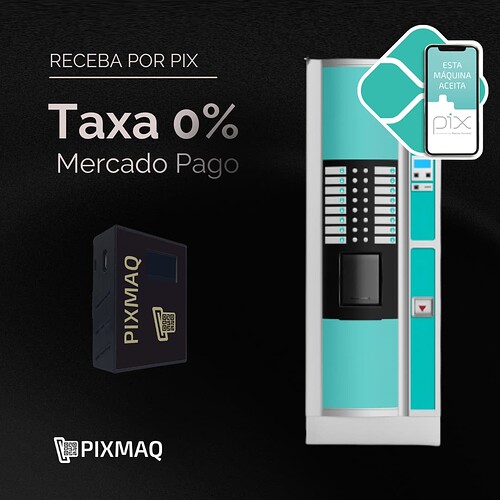 Receba por pix com taxa zero em vending machine