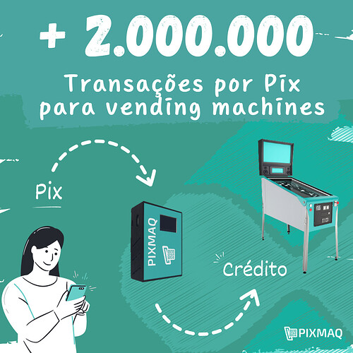 Mais de 2000000 transações por Pix para vending machine