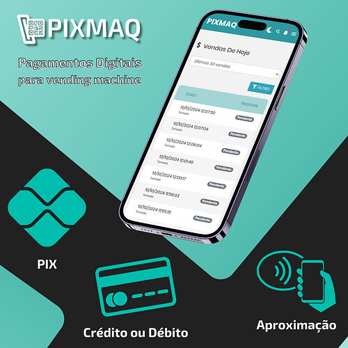 Pagamentos Digitais para aceitar Pix, cartão e aproximação em vending machine